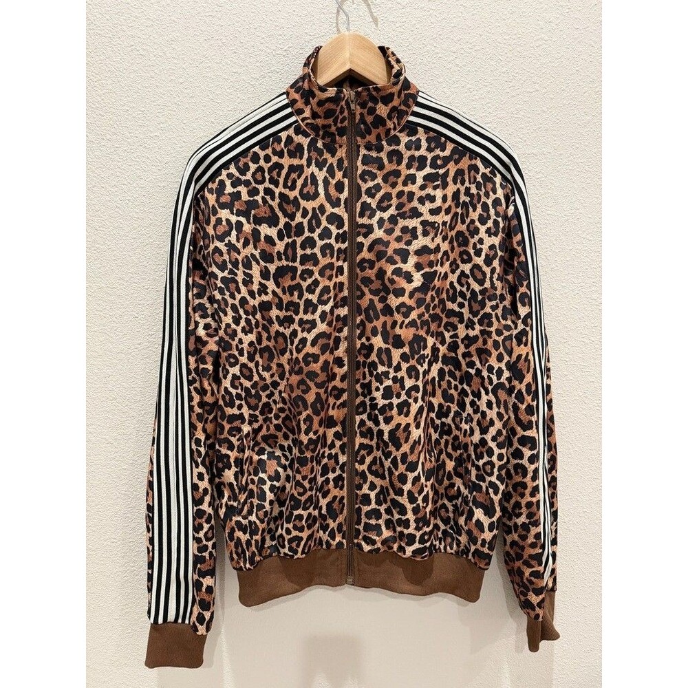 MNML Mens Leopard Print Track Jacket XS Extra Small Brown Striped Full Zip